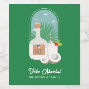 Feliz Navidad Coquito Food and Beverage Label Set