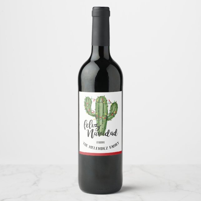 Feliz Navidad Custom Christmas Bottle Label (Front)