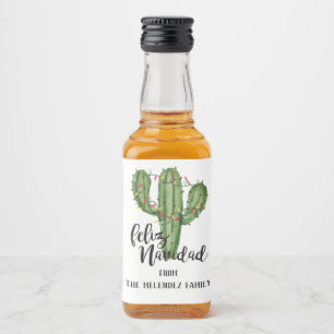 Feliz Navidad Custom Christmas Mini Liquor Bottle Label