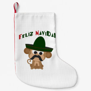 Feliz Navidad! Cute monkey Small Christmas Stocking