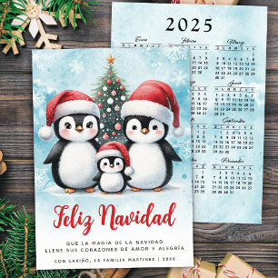 Feliz Navidad Cute Penguins Custom Family Spanish Holiday Card