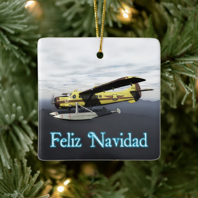 Feliz Navidad - de Havilland DH3-C Otter Ceramic Ornament (Tree)