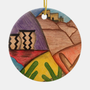 Feliz Navidad Desert Southwest Christmas Ceramic Tree Decoration