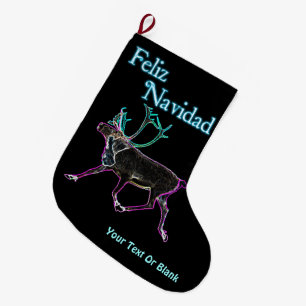 Feliz Navidad - Electric Caribou Large Christmas Stocking