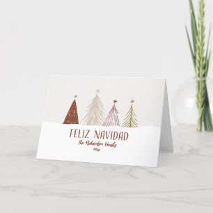Feliz Navidad Elegant Trees Snow Festive Custom Holiday Card