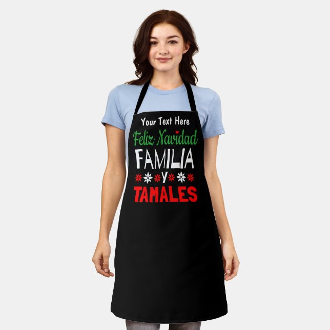 Feliz Navidad Familia Y Tamales Apron (Worn)