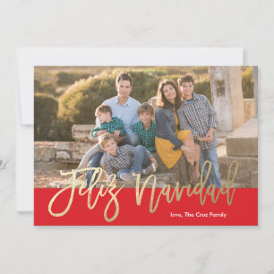 Feliz Navidad Faux Foil Calligraphy Christmas Card