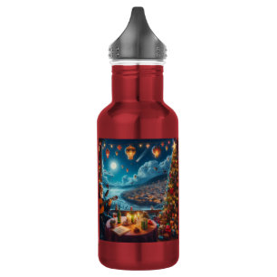 Feliz Navidad Festive Guitar Player Coastal Town 532 Ml Water Bottle