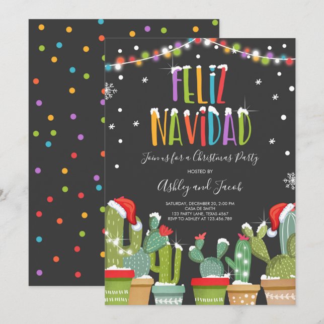 Feliz Navidad Fiesta Christmas Party Invitation (Front/Back)