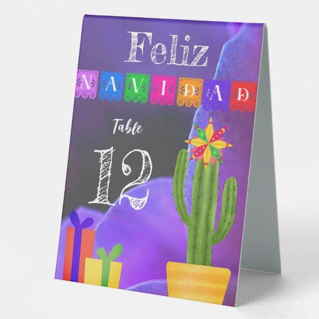 Feliz Navidad Fiesta Green Cactus On Purple (Front)