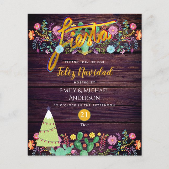 Feliz Navidad Fiesta Purple Gold Budget Cacti Folk (Front)
