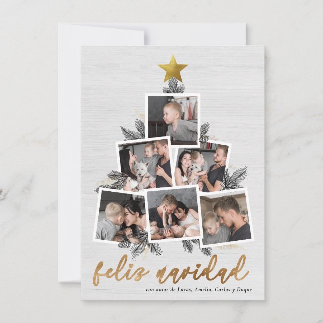 Feliz Navidad | Fotos forma del árbol de Navidad Holiday Card (Front)