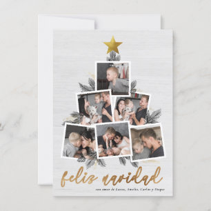 Feliz Navidad   Fotos forma del árbol de Navidad Holiday Card