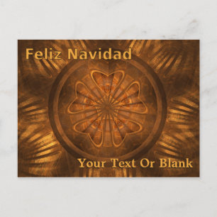 Feliz Navidad - Fractal Wood Carving Postcard