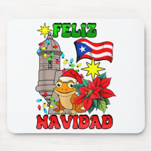 Feliz Navidad Frog Puerto Rico Christmas Lights Pa Mouse Mat