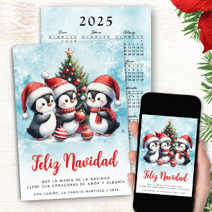 Feliz Navidad Fun Penguins Christmas Spanish Holiday Card