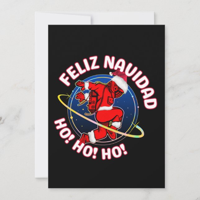 FELIZ NAVIDAD FUNNY SANTA ASTRONAUT  INVITATION (Front)
