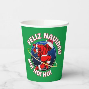FELIZ NAVIDAD FUNNY SANTA ASTRONAUT  PAPER CUPS