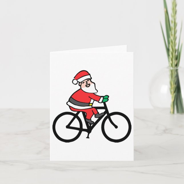 Feliz Navidad Funny Santa On A Bike For Christmas  Card (Front)