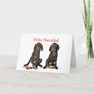 Feliz Navidad German shorthaired Puppies Holiday Card