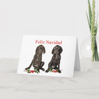 Feliz Navidad German shorthaired Puppies Holiday Card