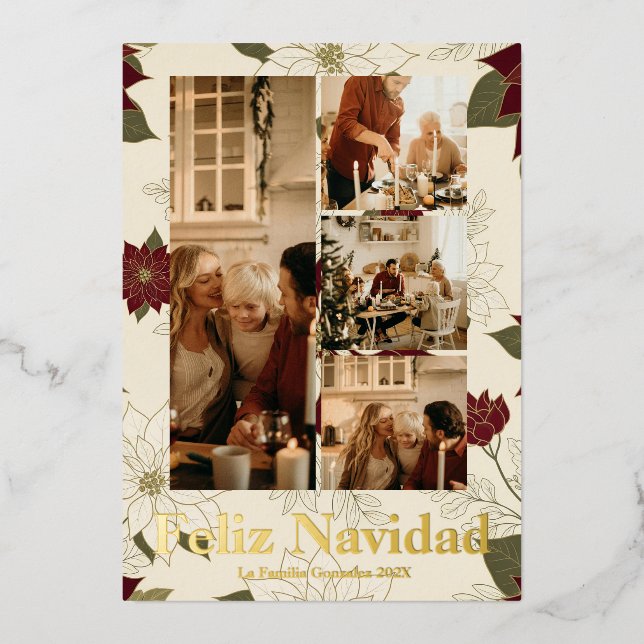 Feliz Navidad Gold Dorado Christmas Foil Holiday Card (Front)