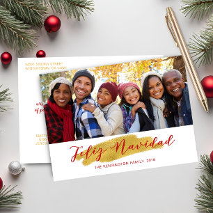 Feliz Navidad Gold Foil Swash Holiday Photo Postcard