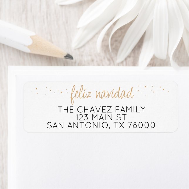 Feliz Navidad Gold Return Address (Insitu)