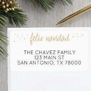 Feliz Navidad Gold Script Christmas Address Label