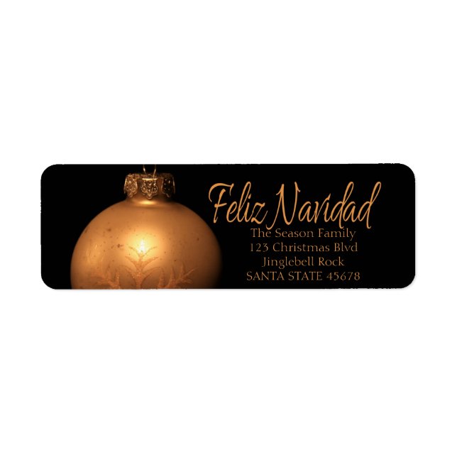 Feliz Navidad  Golden ornament label (Front)