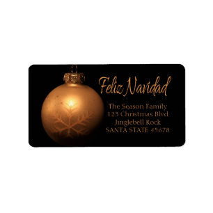 Feliz Navidad Golden ornament label