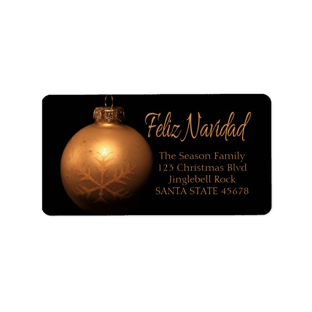 Feliz Navidad  Golden ornament label (Front)