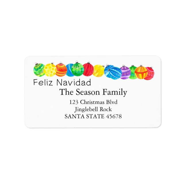 Feliz Navidad handpainted watercolor label (Front)