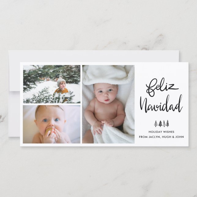 Feliz Navidad | Handwritten Script Holiday Photo Card (Front)