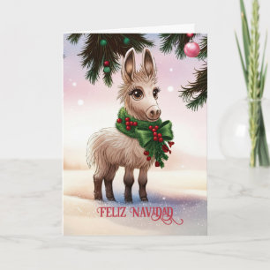 Feliz Navidad Holiday Christmas Cute Donkey Burro  Card