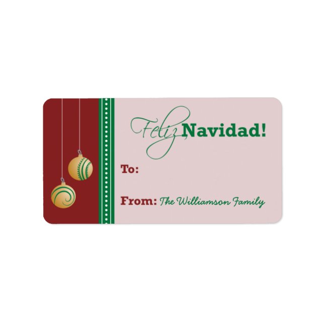 Feliz Navidad Holiday Gift Tag (red) (Front)