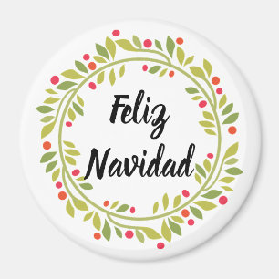Feliz Navidad Holiday Wreath Christmas Magnet