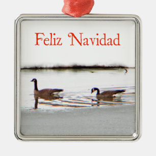 Feliz Navidad - Honkers - Canada Geese Metal Tree Decoration