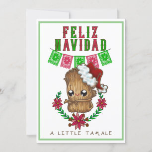 Feliz Navidad - Little Tamale Spanish/English Text Holiday Card