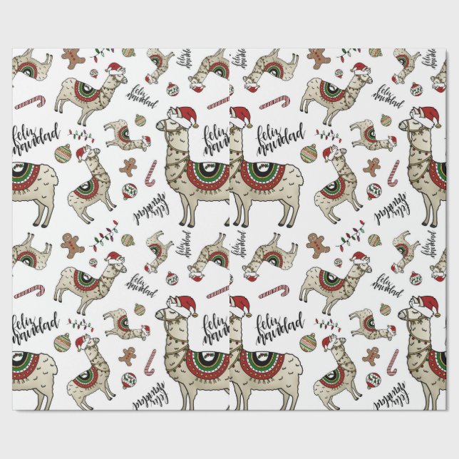 Feliz Navidad Llama Wrapping paper (Seam)