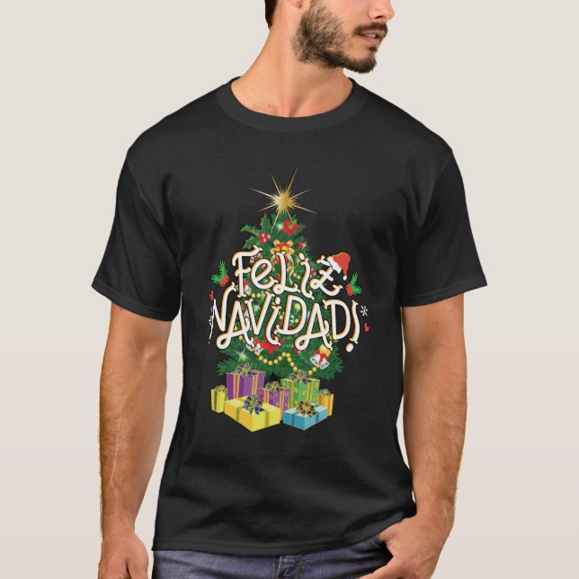 Feliz Navidad Men Black Shirt (Front)