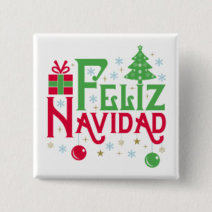 Feliz Navidad Merry Christmas Happy Yule 15 Cm Square Badge