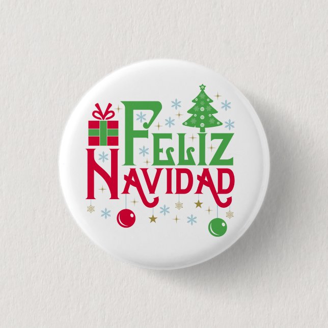 Feliz Navidad Merry Christmas Happy Yule 3 Cm Round Badge (Front)