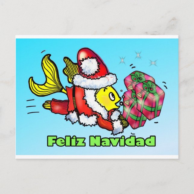 Feliz Navidad, Merry Christmas in spanish funny cu Holiday Postcard (Front)