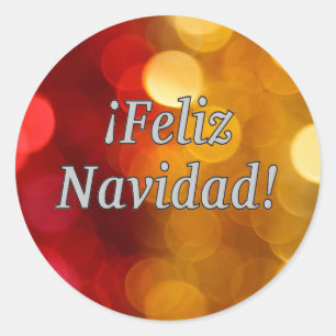¡Feliz Navidad! Merry Christmas in Spanish wf Classic Round Sticker