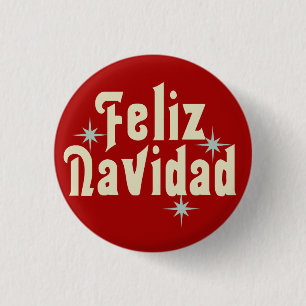 Feliz Navidad Merry Christmas Spanish 3 Cm Round Badge