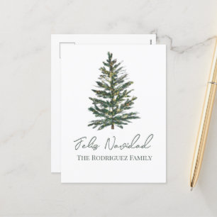 Feliz Navidad-Merry Christmas Tree and Lights  Holiday Postcard