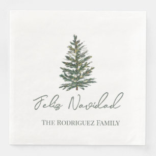 Feliz Navidad-Merry Christmas Tree and Lights Napkin