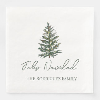 Feliz Navidad-Merry Christmas Tree and Lights  Napkin
