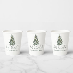 Feliz Navidad-Merry Christmas Tree and Lights Paper Cups